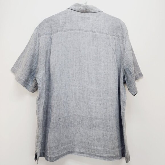 Nat Nast shirt American Fit Luxury Gray Short Sleeve Button-Up  L 100% Linen - Picture 6 of 8